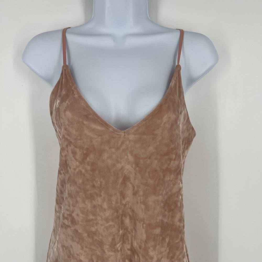 Express Womens XS Blush Pink Crushed Velvet Mini Dress Lace Up Back V-Neck Slip - Picture 7 of 8